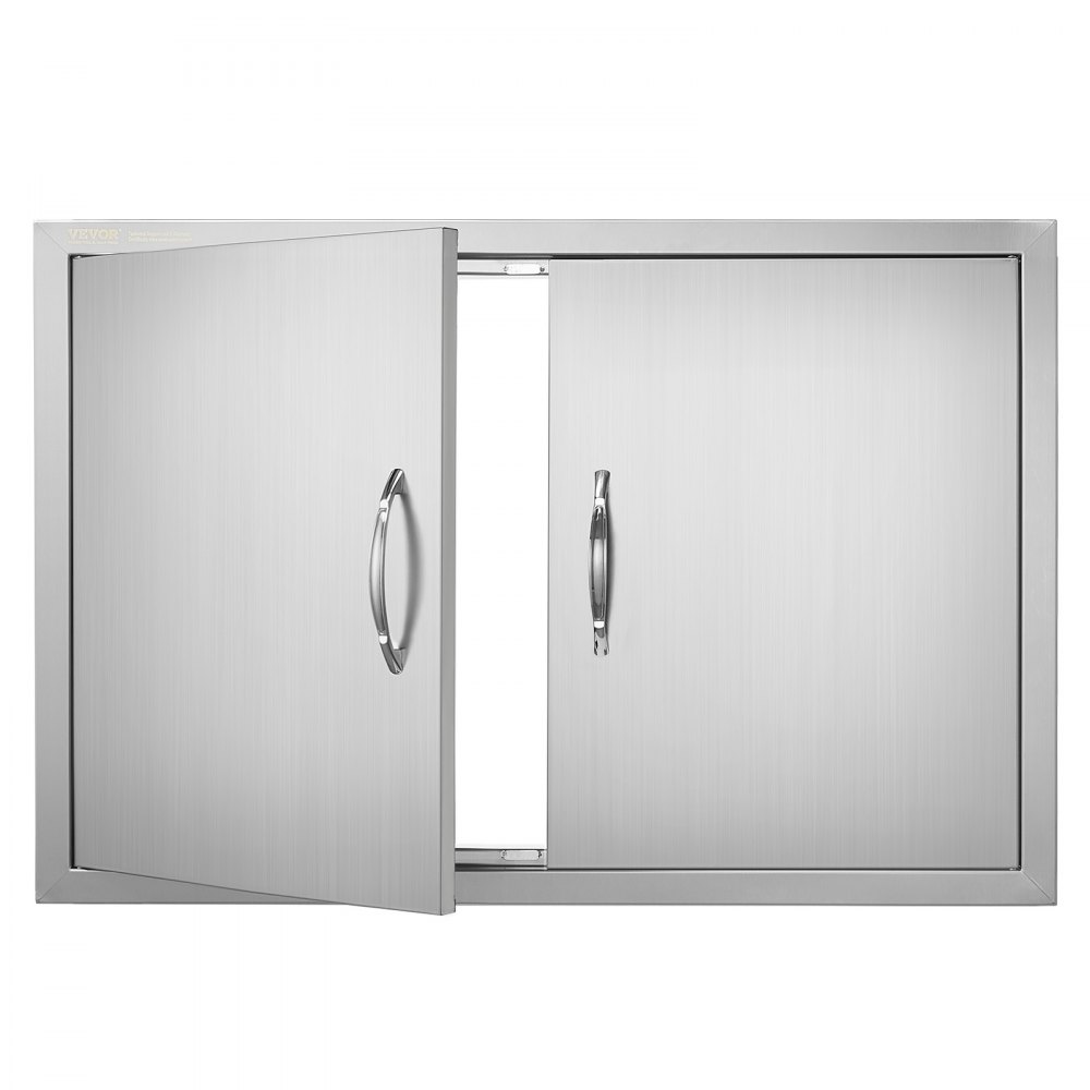 VEVOR BBQ Access Door 33W x 22H Inch Double Outdoor Kitchen Door Stainless Steel Flush Mount Door Wall Vertical Door with Handles for BBQ Island