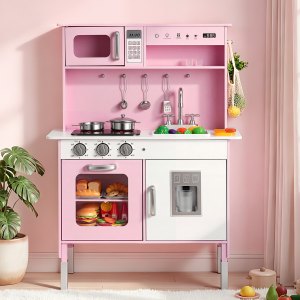 VEVOR Play Kitchen for Kids, Wooden, Kids Kitchen Playset with
