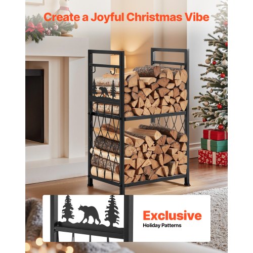 VEVOR Wood Rack for Fireplace – 2-Tier Heavy-Duty Log Holder