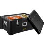 VEVOR Insulated Food Pan Carrier 36Qt Capacity Stackable Catering Hot Box With 3 Stainless Steel Pans Top Load Lldpe Food Warmer With Elastic Side Handles And Buckles For Restaurant Canteen Black