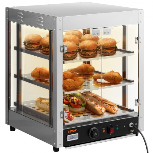 VEVOR 3-Tier Commercial Food Warmer Countertop Pizza Cabinet with Water ...