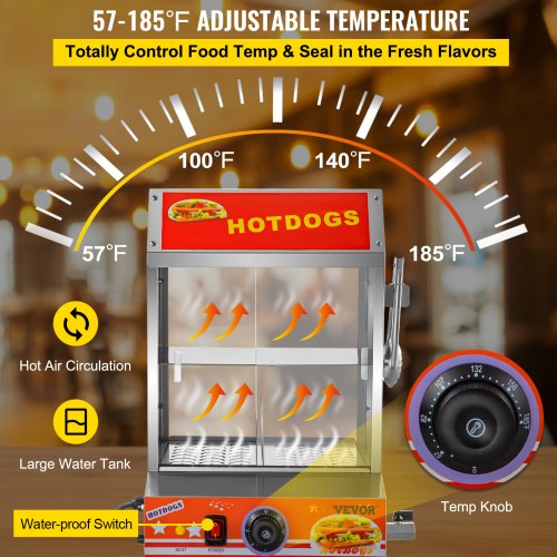 VEVOR Hot Dog Steamer, 27L/24.52Qt, 2-Tier Hut Steamer for VEVOR Hot Dog Steamer, 27L/24.52Qt, 2-Tier Hut Steamer for
