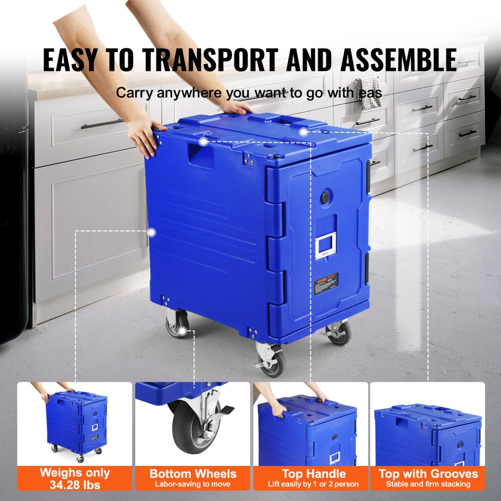VEVOR Insulated Food Pan Carrier, 82 Qt Hot Box for Catering, LLDPE ...