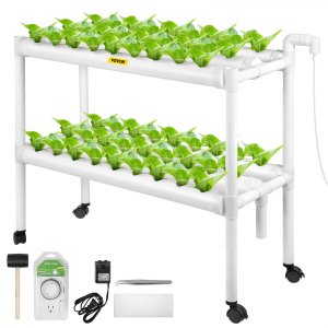 VEVOR Hydroponics Growing System, 54 Sites 6 Food-Grade PVC-U Pipes, 2 ...