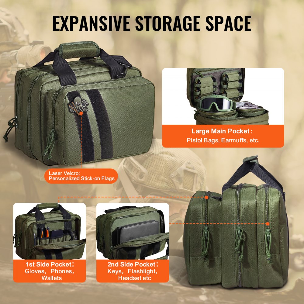 Tactical Range Backpack for 6 Pistols, Gun Backpack with 6 Independent Pistol Bags & 10 Magazines, Pistol Backpack for Outdoor Hunting Shooting, Range Bag for Handguns Lockable Zipper, Green Tactical Range Backpack for 6 Pistols, Gun Backpack with 6 Independent Pistol Bags & 10 Magazines, Pistol Backpack for Outdoor Hunting Shooting, Range Bag for Handguns Lockable Zipper, Green