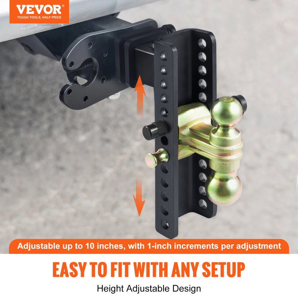 VEVOR Adjustable Trailer Hitch, 10-Inch Drop & 8.5-Inch Rise Hitch