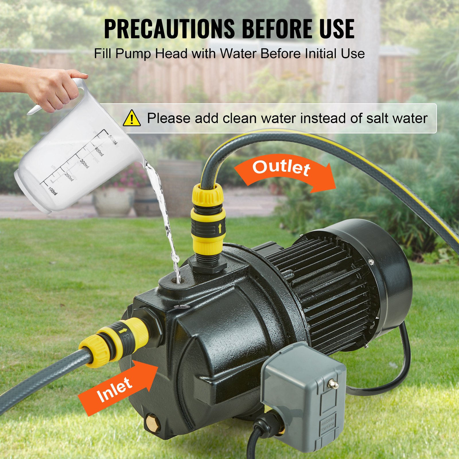 Image result for VEVOR 1HP Premium Cast Iron Shallow Well Jet Water Pump, 115 Volt, 17.6 ...