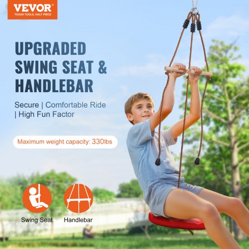VEVOR Zipline Kit for Kids and Adult, 65 ft Zip Line Kits Up