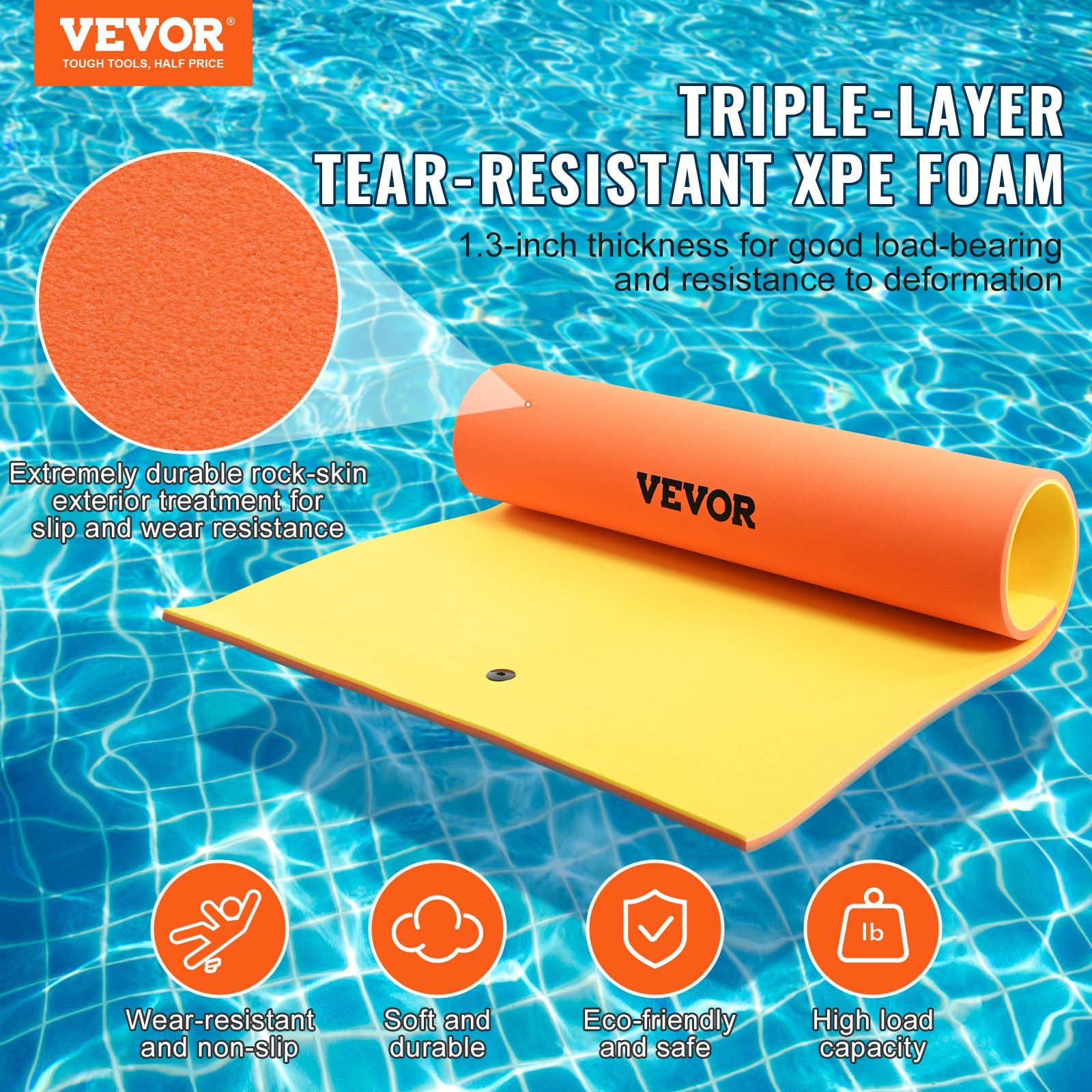 Faom Float Mat VEVOR Lily Pad Floating Mat, Large 9x6 FT Floating Water Pad, 3-Layer ...