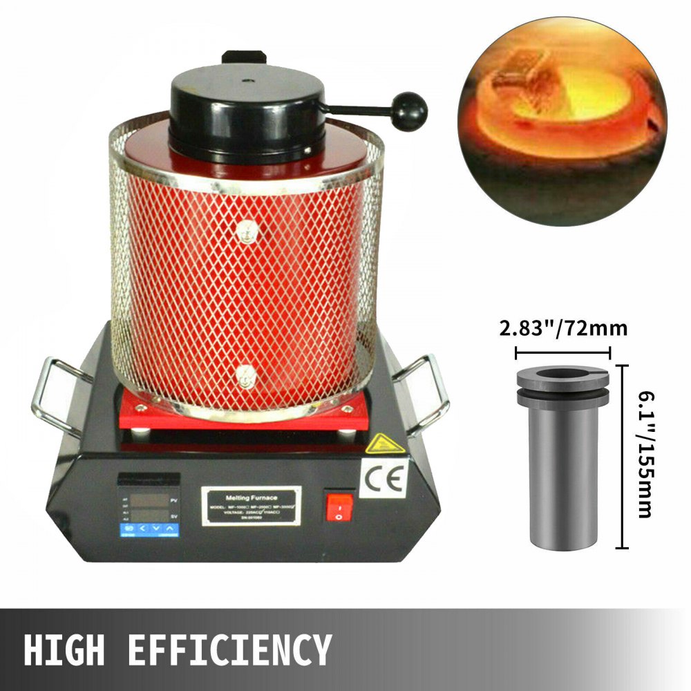 Vevor 2kg Automatic Melting Furnace 1800w Digital Melting Furnace Machine 1100℃ Pour Bar Melt 3052