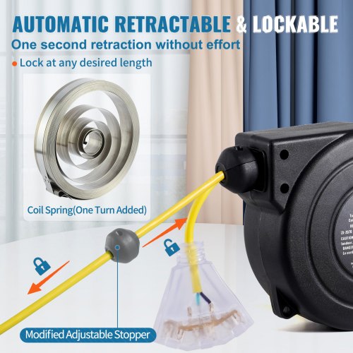 VEVOR Wall Mount Electric Cord Reel – Retractable Cable