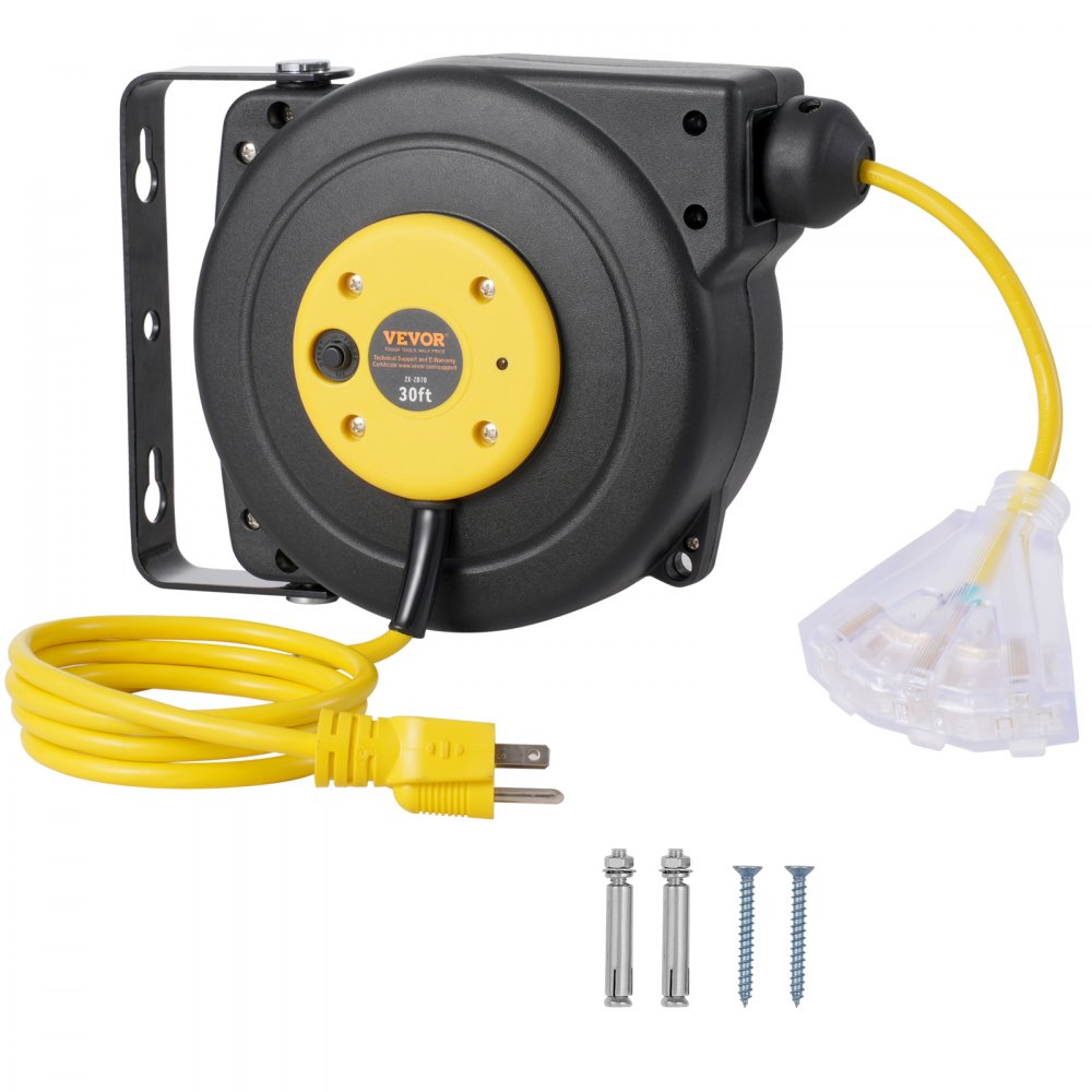 Mounted Retracable Rope VEVOR Wall Mount Electric Cord Reel – Retractable Cable