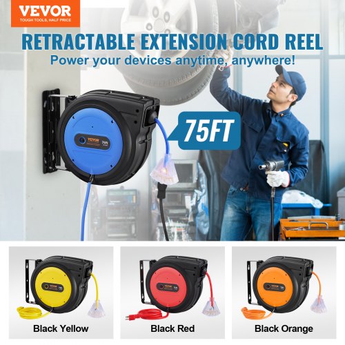 VEVOR Retractable Cord Reel – Auto Rewind & Wall Mount