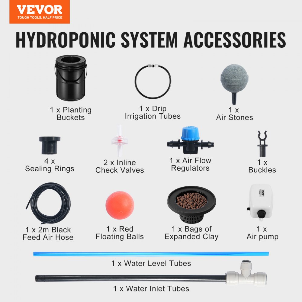 VEVOR Hydroponics Deep Water Culture DWC Hydroponic System 5 Gallon 5 Buckets main image 0