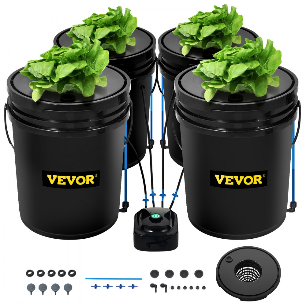 Vevor Dwc Hydroponic System 5 Gallon 4 Buckets Deep Water Culture Growing Bucket Hydroponics 5361