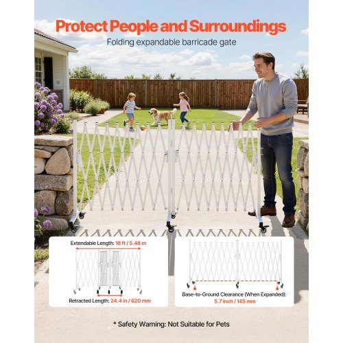 VEVOR Double Expandable Barricades, 18FT Expandable Safety Barrier