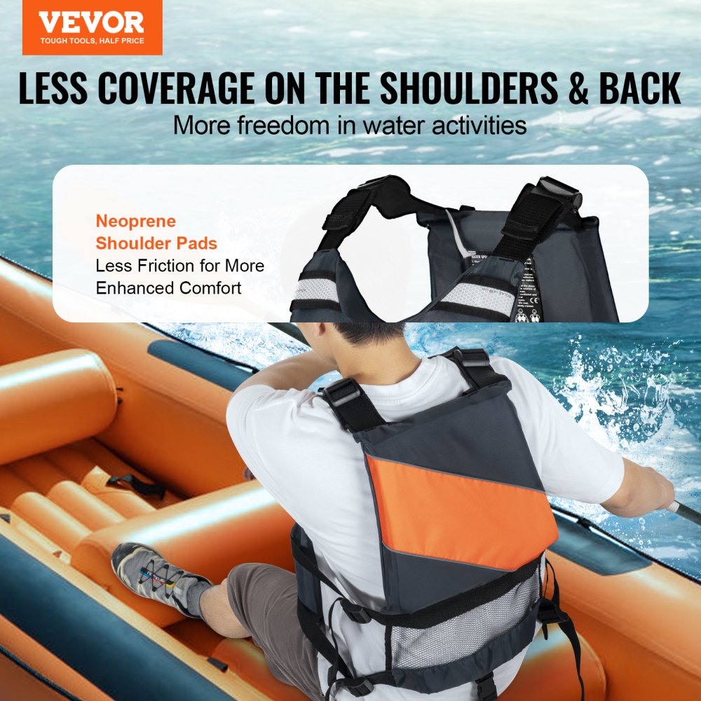 VEVOR Life Vest for Watersports (PFD), Life Jacket with Waterproof ...