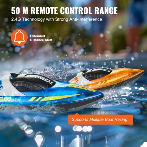 VEVOR Racing RC Boats - 2 Pack, 2.4 GHz, 12 km/h, 1200 mAh