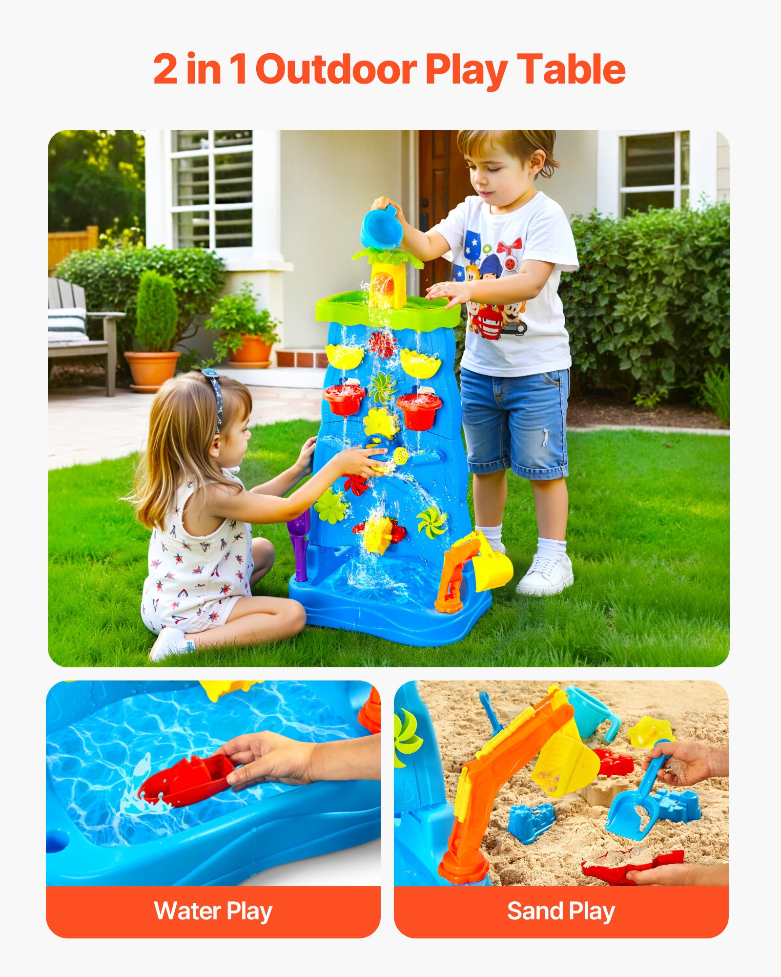 VEVOR Water Table with Waterfall – 37PCS, 8000ml, 44lbs