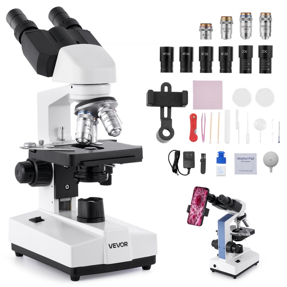 VEVOR Binocular Compound Microscope – 40-5000X Magnification