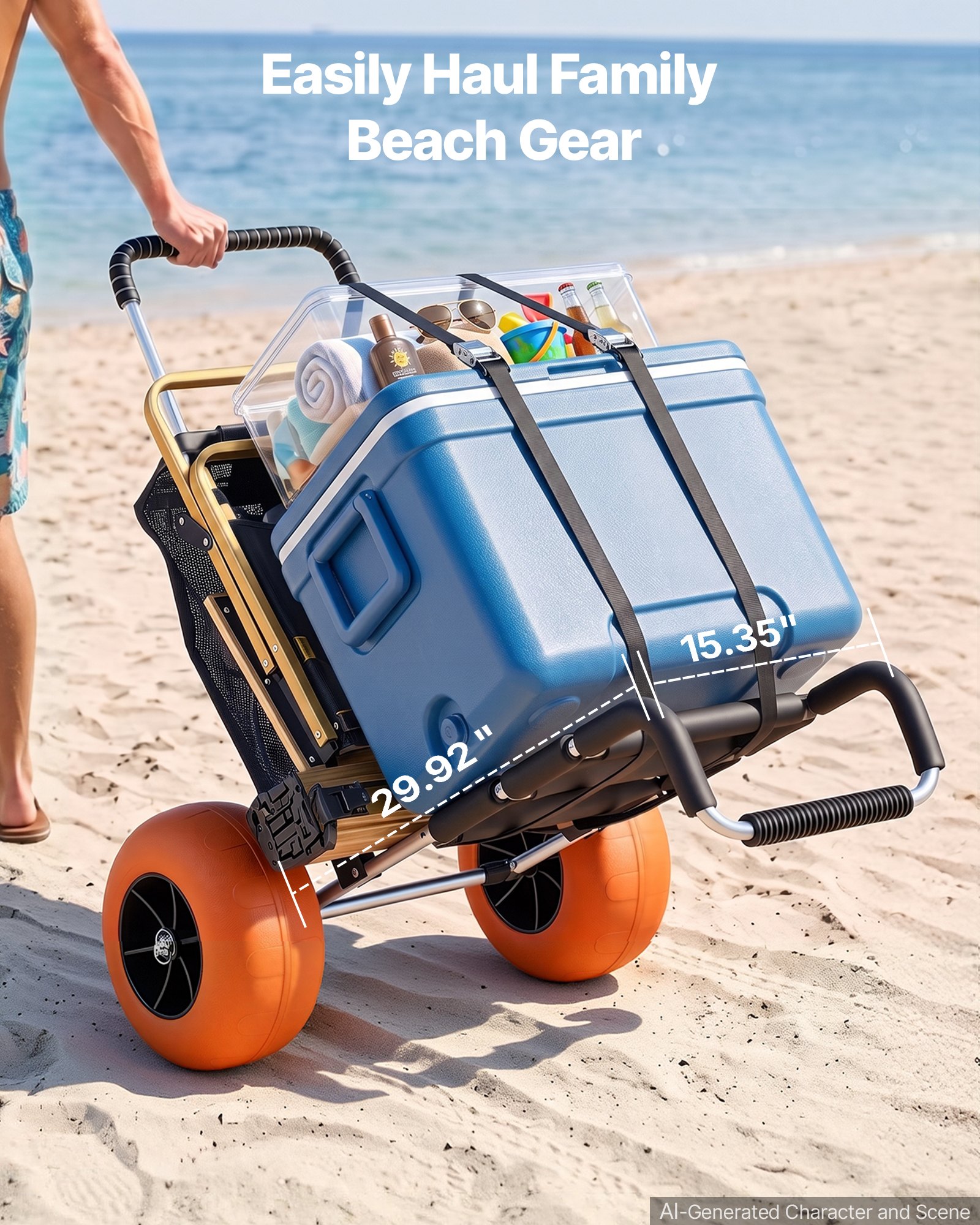 VEVOR Beach Dolly with Big Wheels for Sand, 29.9