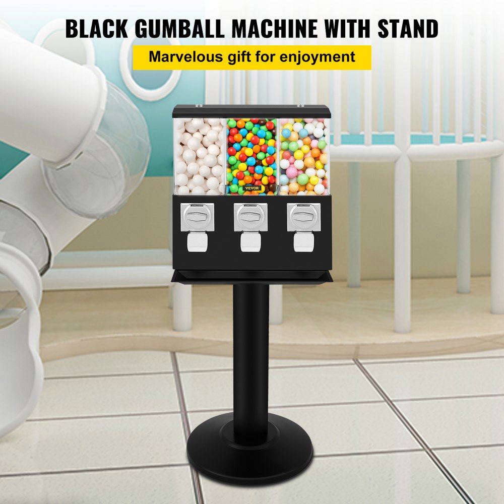 VEVOR Triple Head Candy Vending Machine, 1-inch Gumball Vending Machine ...