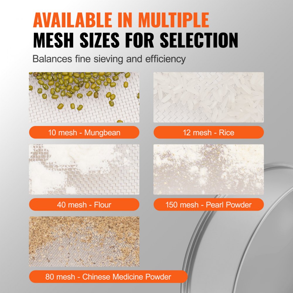 VEVOR Flour Sieve Fine Mesh Stainless Steel 12 Mesh Flour Sifter for ...