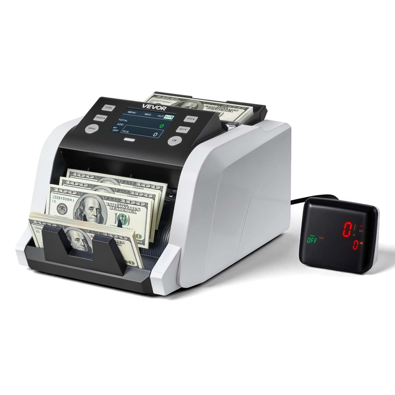 Alert Counter Machine VEVOR Money Counter Machine, 1200 Notes/Minute, Cash Counter with Value ...