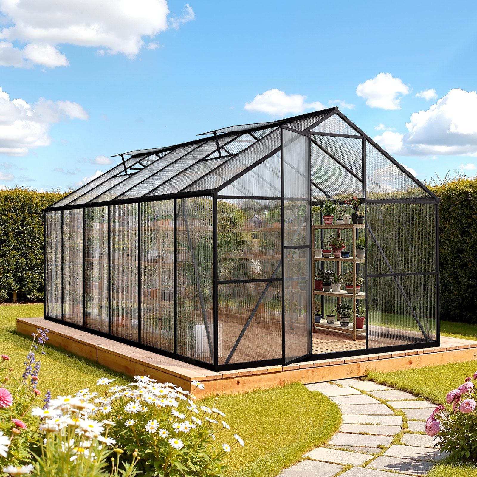 VEVOR 8 x 14 Greenhouse – 4mm Panels, Supports 5.12 lbs/ft²