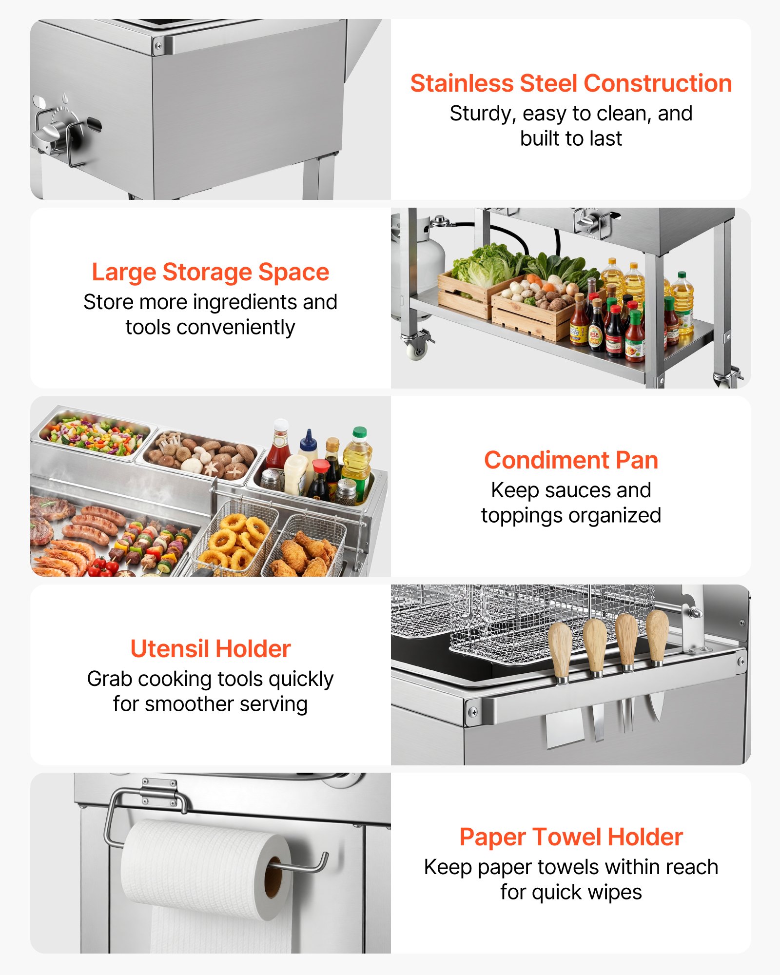 VEVOR Outdoor Propane Fryer & Griddle Combo, 3 Burners (11,600 BTU Each ...