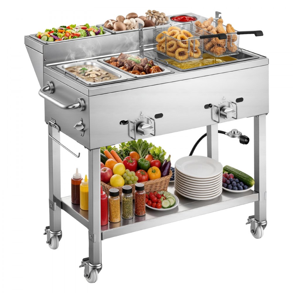 VEVOR Outdoor Propane Deep Fryer, 2 Burners (11,600 BTU Each ...