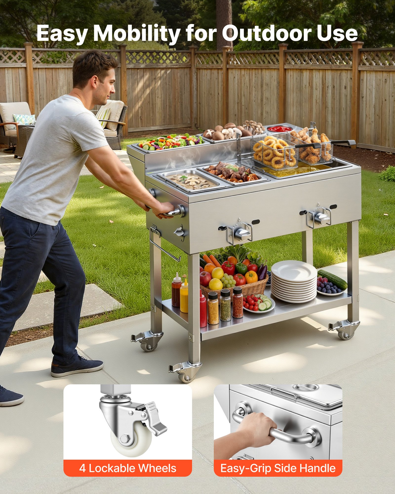VEVOR Outdoor Propane Deep Fryer, 2 Burners (11,600 BTU Each ...