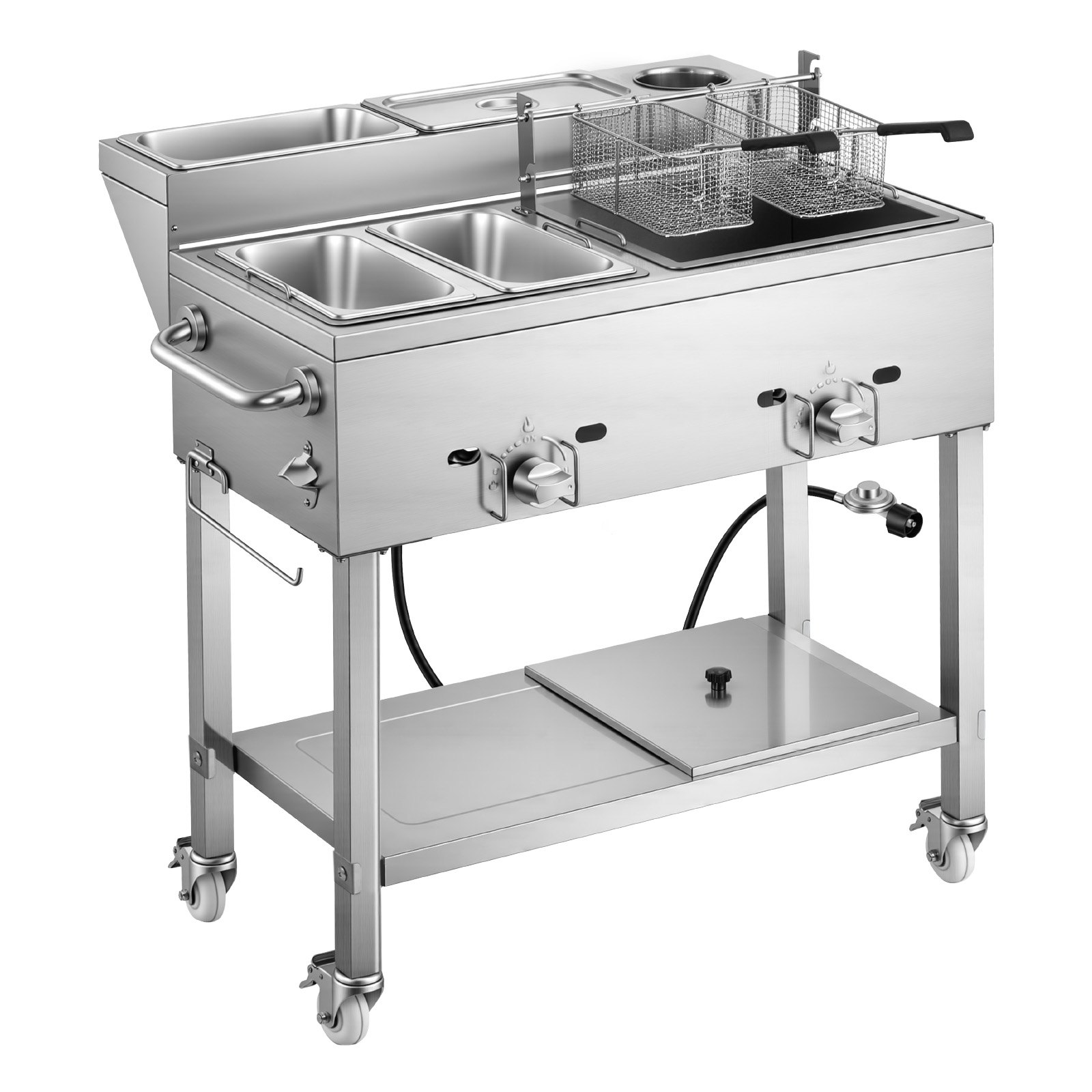 VEVOR Outdoor Propane Deep Fryer, 2 Burners (11,600 BTU Each ...