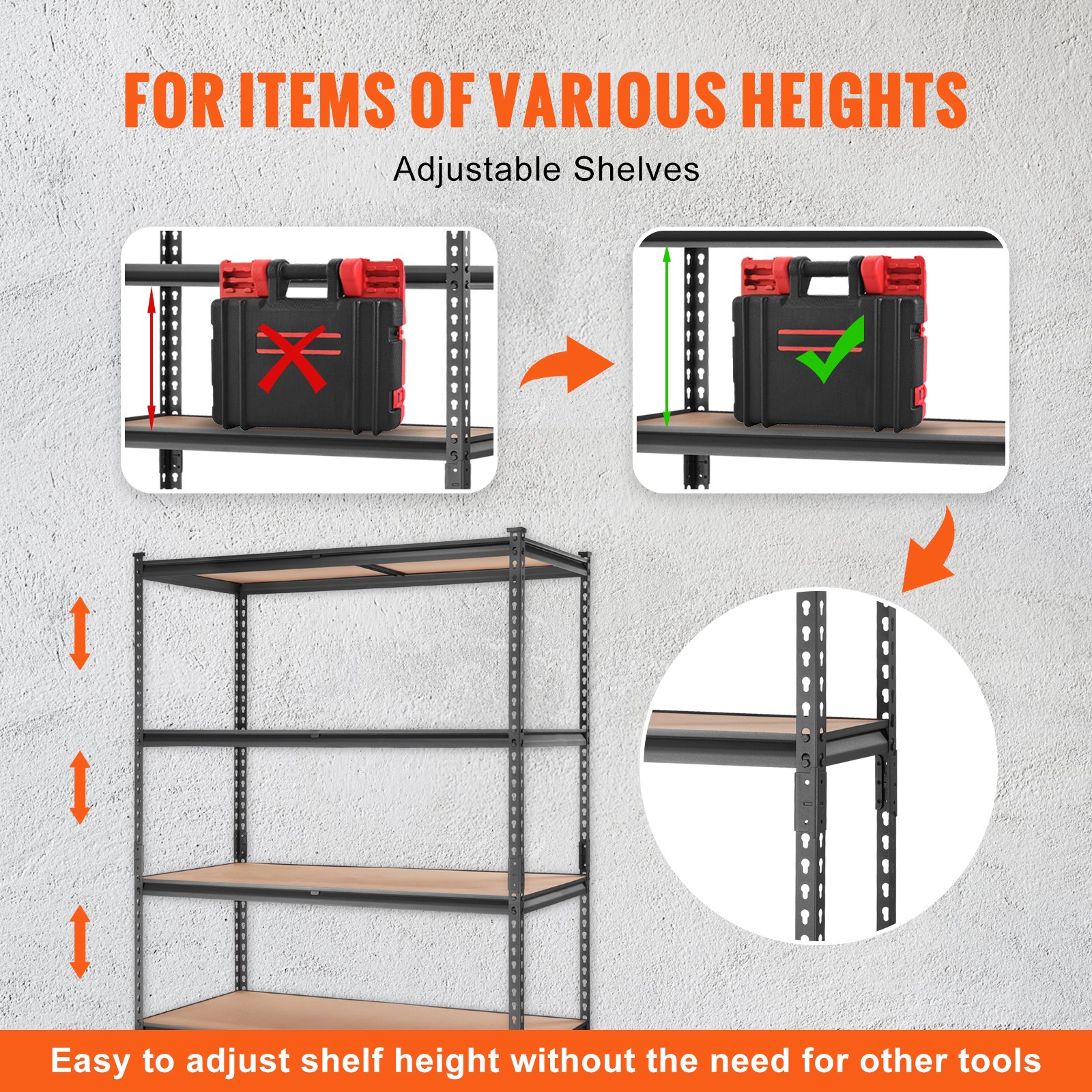 VEVOR Storage Shelving Unit, 5-Tier Adjustable, 2000 lbs Capacity ...