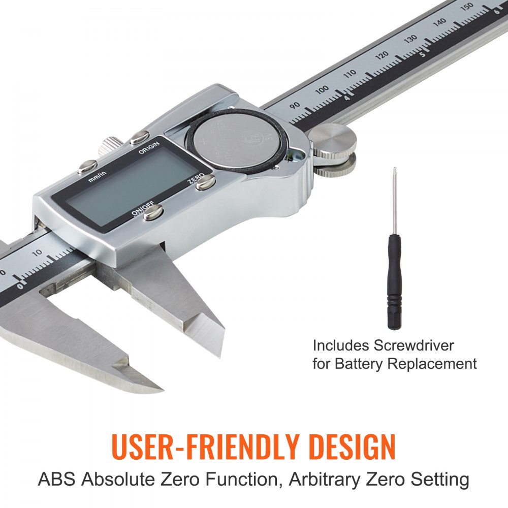 Micrometer Ruller VEVOR 6”150mm Digital Caliper Vernier Micrometer Ruler ABS Zero Setting ...