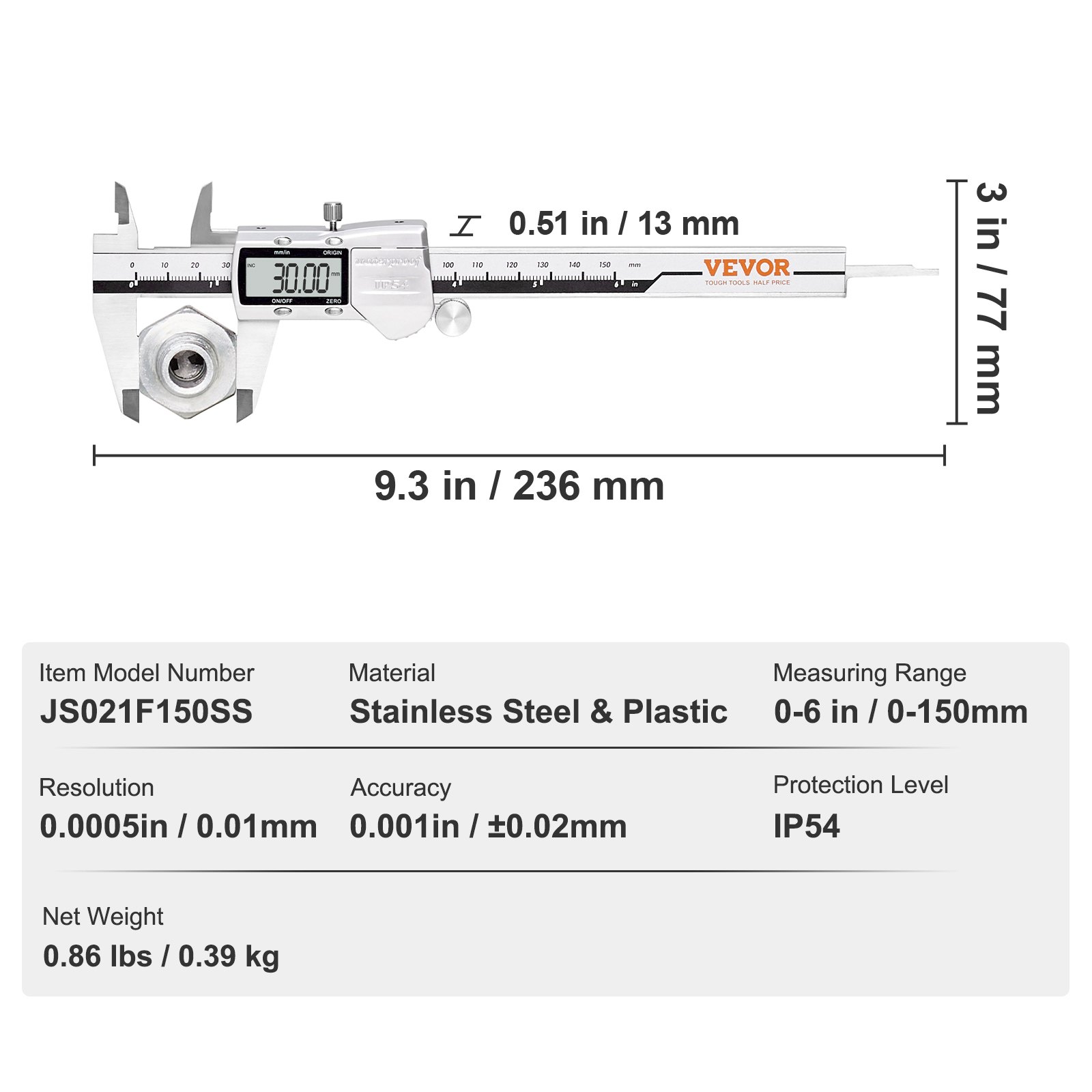 VEVOR Digital Caliper, 0-6