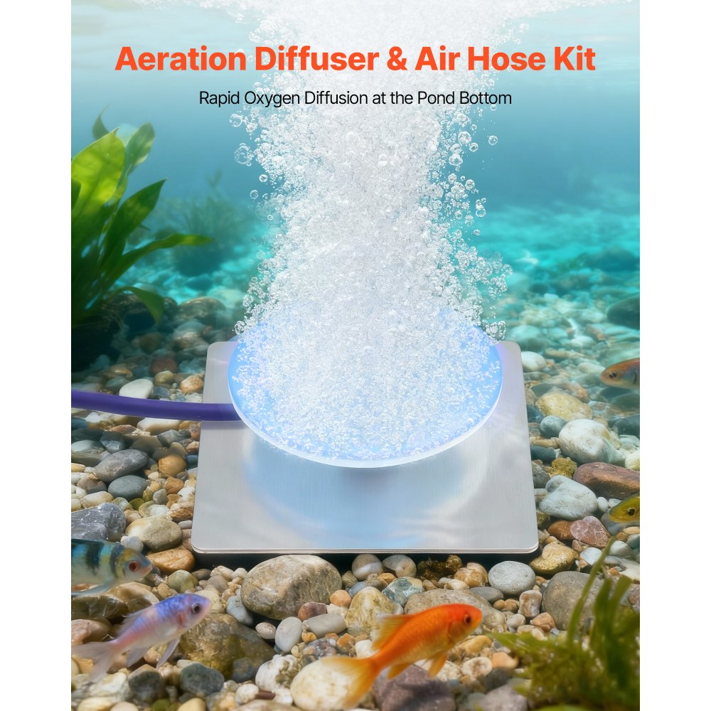 Slf Diffuser VEVOR Pond Aerator Air Diffuser & 3/8 in Self Sinking Aeration Hose Kit ...