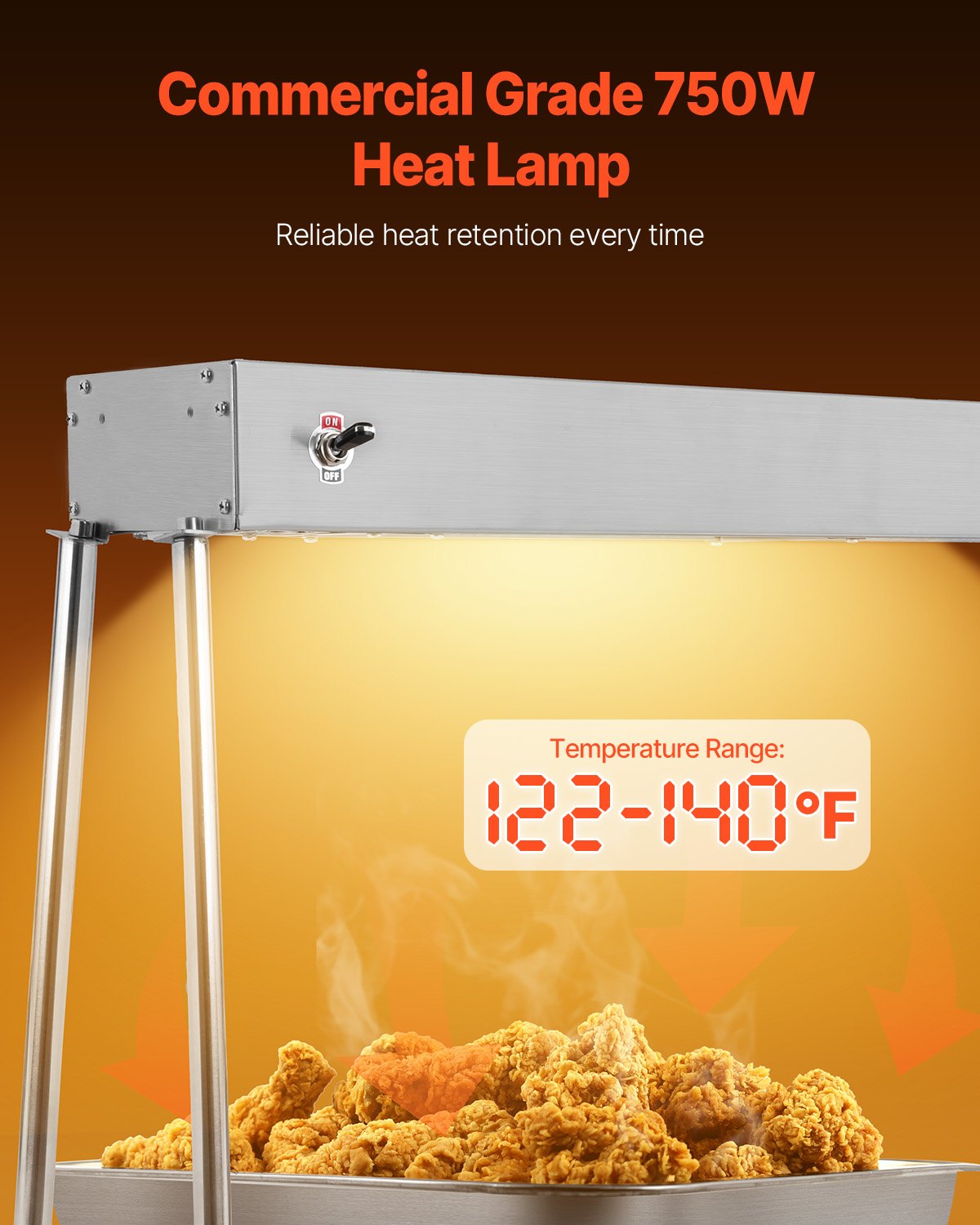 VEVOR Food Heat Lamp, 750W Hanging Commercial Food Heating Warmer ...