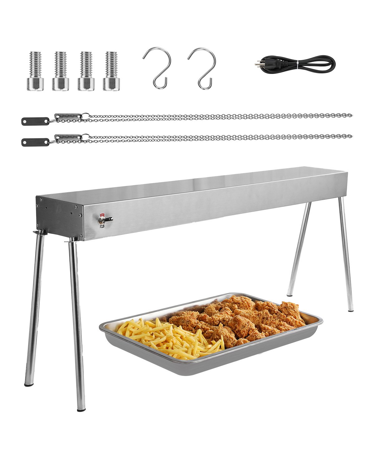 Food Heat Rack VEVOR Food Heat Lamp, 750W Hanging Commercial Food Heating Warmer ...