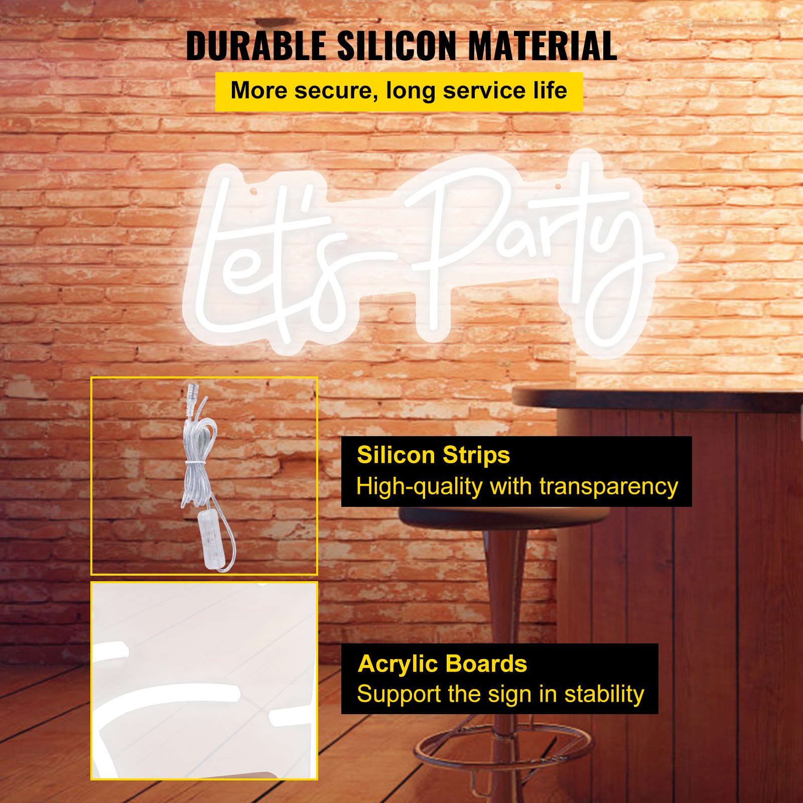 VEVOR Let's Party Neon Sign, 23"X10" Neon Sign for Wall Decor