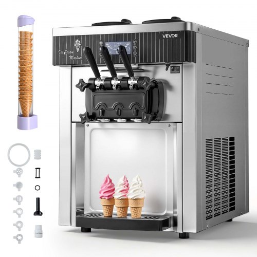 icecream88ページ VEVOR Commercial Soft Ice Cream Machine – 20-28L/H, 3 Flavor