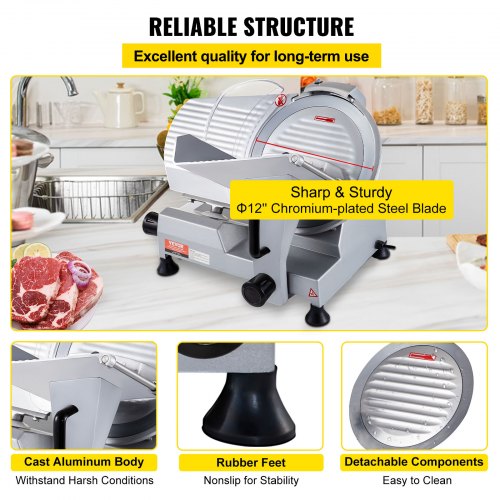 VEVOR Commercial Meat Slicer, 320W Electric Deli Food Slicer