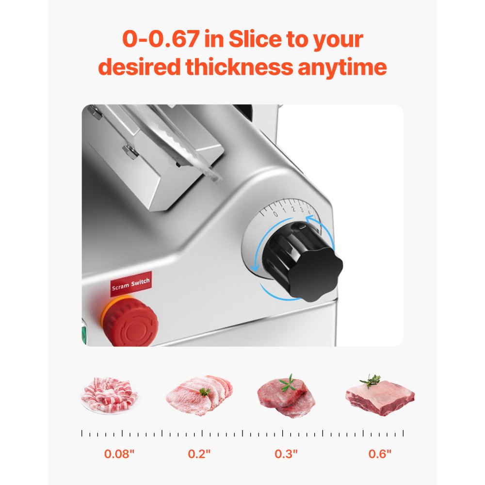 VEVOR Personal Deli Slicer – 500W, 10 Inch Blade, 633 RPM