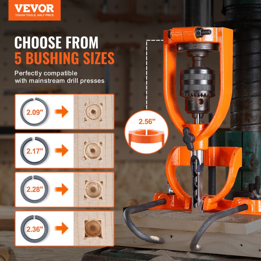 VEVOR Mortising Attachment for Drill Press, 4 Model Drills Square Hole ...