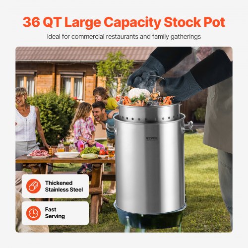 VEVOR Stainless Steel Stockpot – 36 QT / 34 L Large Capacity