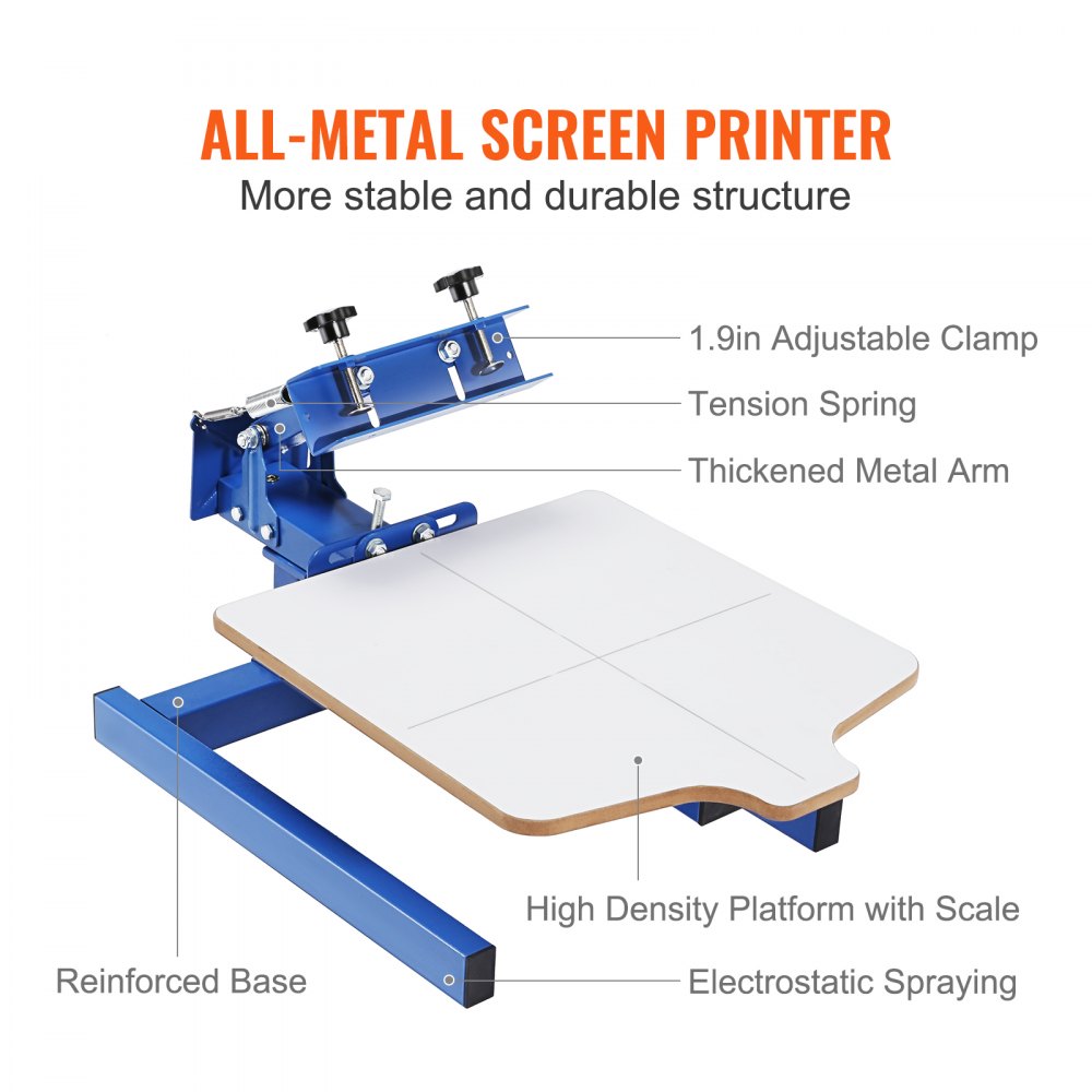 VEVOR VEVOR 1 Color 1 Station Silk Screening Screenprint Press Screen ...