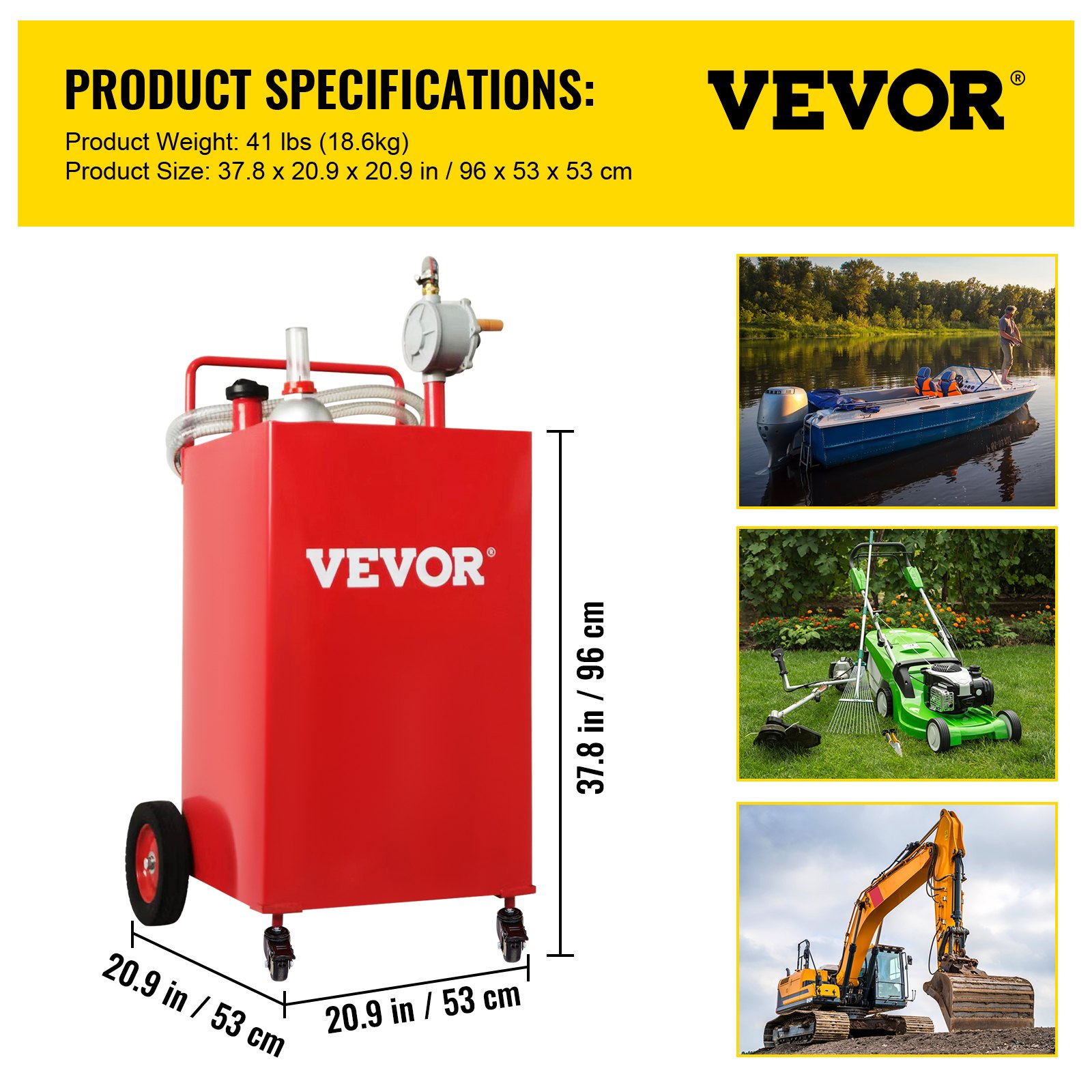 VEVOR 30 Gallon Fuel Caddy, Gas Storage Tank & 4 Wheels, with Manuel