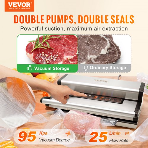 VEVOR Vacuum Sealer Machine, 95Kpa 350W Powerful Dual Pump and