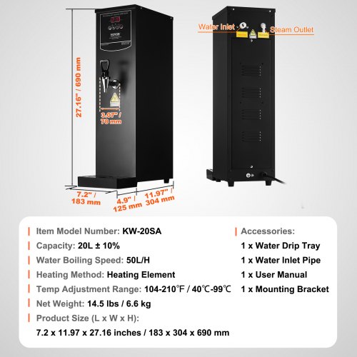VEVOR 20L Commercial Water Boiler Electric Hot Water Dispenser