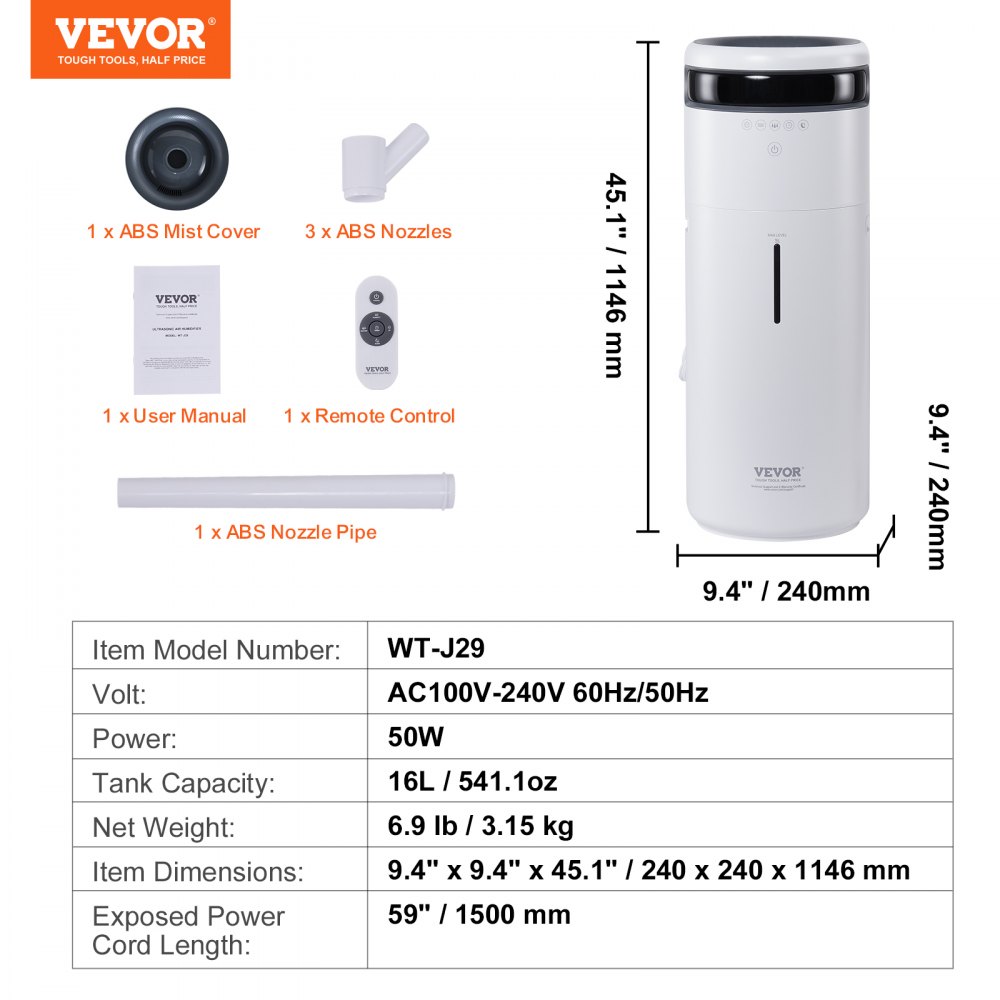 VEVOR Humidifier for Home Large Room, Commercial Humidifier for Whole